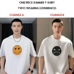 Farbwechselndes Smiley-T-Shirt – Unisex Pailletten-Mood Swing Top