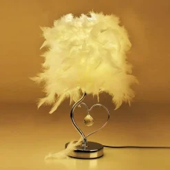 Feather Crystal Table Lamp - Elegant Home Lighting Decor