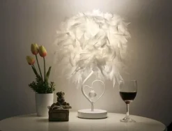 Feather Crystal Table Lamp - Elegant Home Lighting Decor