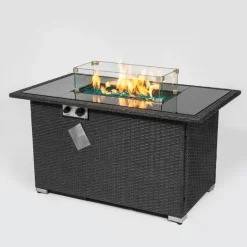 Feuerstellentisch aus blauem Stein – Eleganter Versammlungstisch für die Terrasse im Freien