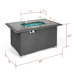 Feuerstellentisch aus blauem Stein – Eleganter Versammlungstisch für die Terrasse im Freien