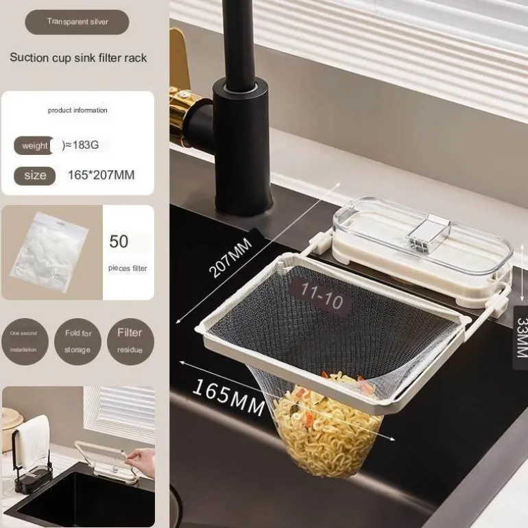 Filterhalter für Spülbecken mit Saugnapf – Küchenabfluss-Organizer