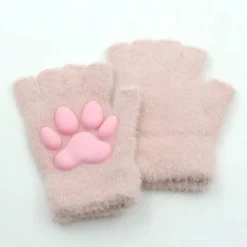 Fingerlose Handschuhe mit 3D-Katzenpfoten – weiches, pelziges Katzenzubehör