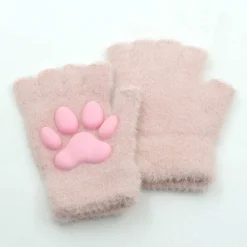 Fingerlose Handschuhe mit 3D-Katzenpfoten – weiches, pelziges Katzenzubehör