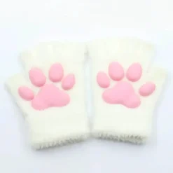Fingerlose Handschuhe mit 3D-Katzenpfoten – weiches, pelziges Katzenzubehör