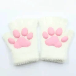 Fingerlose Handschuhe mit 3D-Katzenpfoten – weiches, pelziges Katzenzubehör