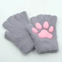 Fingerlose Handschuhe mit 3D-Katzenpfoten – weiches, pelziges Katzenzubehör