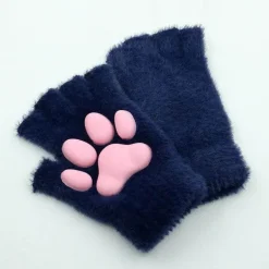 Fingerlose Handschuhe mit 3D-Katzenpfoten – weiches, pelziges Katzenzubehör