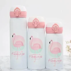 Flamingo Isolierte Vakuumflasche mit hüpfendem Deckel – Stilvolle Wasserflasche