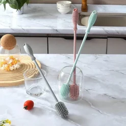 Flaschenbürste aus Silikon – leicht zu reinigende Babybürste mit langem Griff