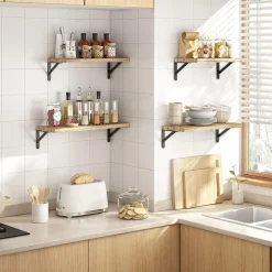 Floating Shelves for Wall – Wall-Mounted Wooden Bookshelves for Living Room