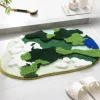 Flocked Moss Bath Rug - Soft Green Bathroom Mat