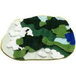 Flocked Moss Bath Rug - Soft Green Bathroom Mat