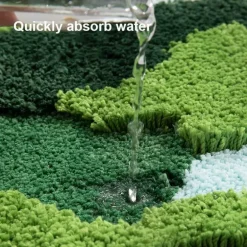 Flocked Moss Bath Rug - Soft Green Bathroom Mat
