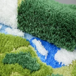 Flocked Moss Bath Rug - Soft Green Bathroom Mat
