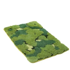 Flocked Moss Bath Rug - Soft Green Bathroom Mat