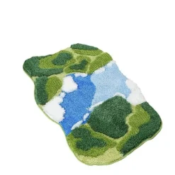 Flocked Moss Bath Rug - Soft Green Bathroom Mat