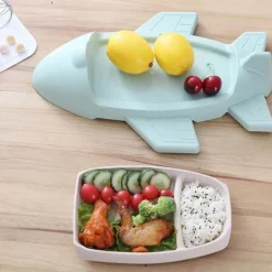 Flugzeug-Bambus-Kindergeschirr-Set – Umweltfreundliches Geschirr