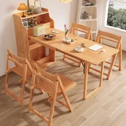 Foldable Dining Table Set - Space-Saving with Hidden Storage