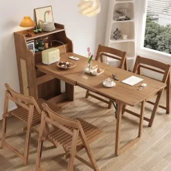 Foldable Dining Table Set - Space-Saving with Hidden Storage