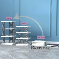 Foldable Shoe Storage Rack - Stackable Space Saver Organizer