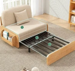 Foldable Wooden Sofa Bed - Minimalist Japanese Comfort Bed