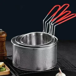 Frittierkorb aus Edelstahl – Pommes-Frites-Sieb, Abtropfwerkzeug für knuspriges Kochen