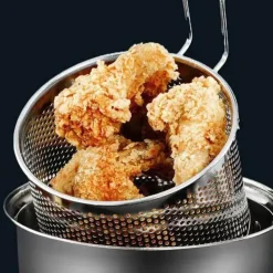 Frittierkorb aus Edelstahl – rundes Sieb für Pommes Frites