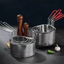 Frittierkorb aus Edelstahl – rundes Sieb für Pommes Frites