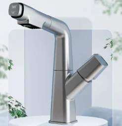 Futuristic Rotating Pull-Out Kitchen Faucet - Modern European Design
