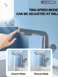 Futuristic Rotating Pull-Out Kitchen Faucet - Modern European Design