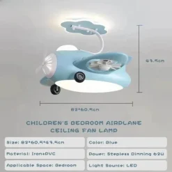 Futuristische Flugzeug-Deckenventilatorlampe - RC-Schlafzimmerlampe für Kinder