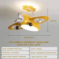Futuristische Flugzeug-Deckenventilatorlampe - RC-Schlafzimmerlampe für Kinder