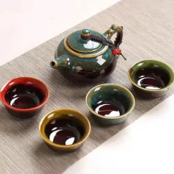 Gaiwan-Teeservice aus Keramik – Gongfu-Reise-Teekannen- und Tassenset