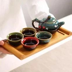 Gaiwan-Teeservice aus Keramik – Gongfu-Reise-Teekannen- und Tassenset