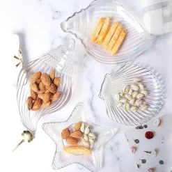 Galvanisierter Kristallglasteller mit Meeresmotiven – Dekorativer Tellerunterteller