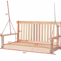 Gartenschaukelbank aus Naturholz – 1,22 m hohe Sitzgelegenheiten im Freien