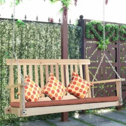 Gartenschaukelbank aus Naturholz – 1,22 m hohe Sitzgelegenheiten im Freien