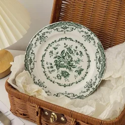 Geblümter Essteller - Keramikgeschirr mit Rosendruck