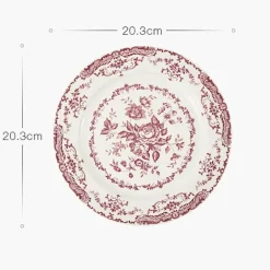 Geblümter Essteller - Keramikgeschirr mit Rosendruck
