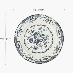 Geblümter Essteller - Keramikgeschirr mit Rosendruck