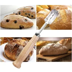 Gebogenes Brotmesser aus Edelstahl mit elegantem Holzgriff für müheloses Schneiden