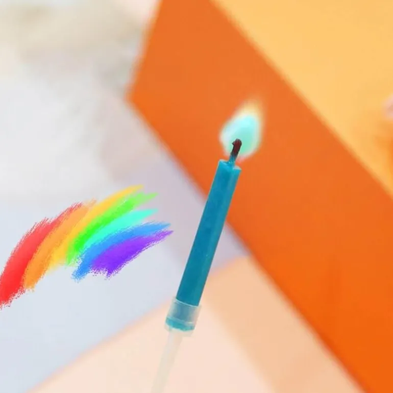 Geburtstagskerzen mit bunter Flamme – 12er-Pack