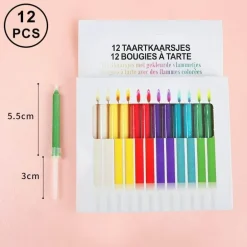Geburtstagskerzen mit bunter Flamme – 12er-Pack