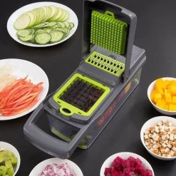 Gemüse- und Obstschneider mit 6 Klingen und Aufbewahrungsbox – multifunktionales Küchenwerkzeug