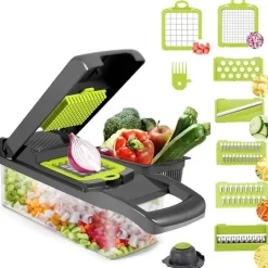 Gemüse- und Obstschneider mit 6 Klingen und Aufbewahrungsbox – multifunktionales Küchenwerkzeug