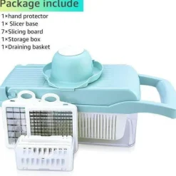 Gemüse- und Obstschneider mit 6 Klingen und Aufbewahrungsbox – multifunktionales Küchenwerkzeug