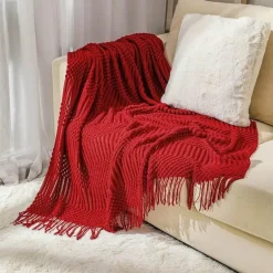 Gemütliche nordische Überwurfdecke – Quastenschal für Bettsofa