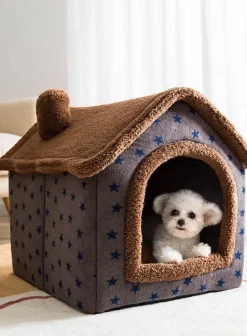 Gemütliches Plüsch-Haustierbett – warmes Hunde-/Katzenhaus