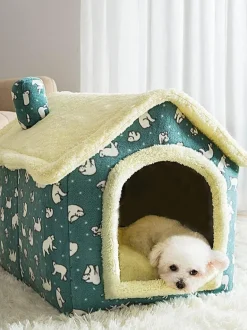 Gemütliches Plüsch-Haustierbett – warmes Hunde-/Katzenhaus